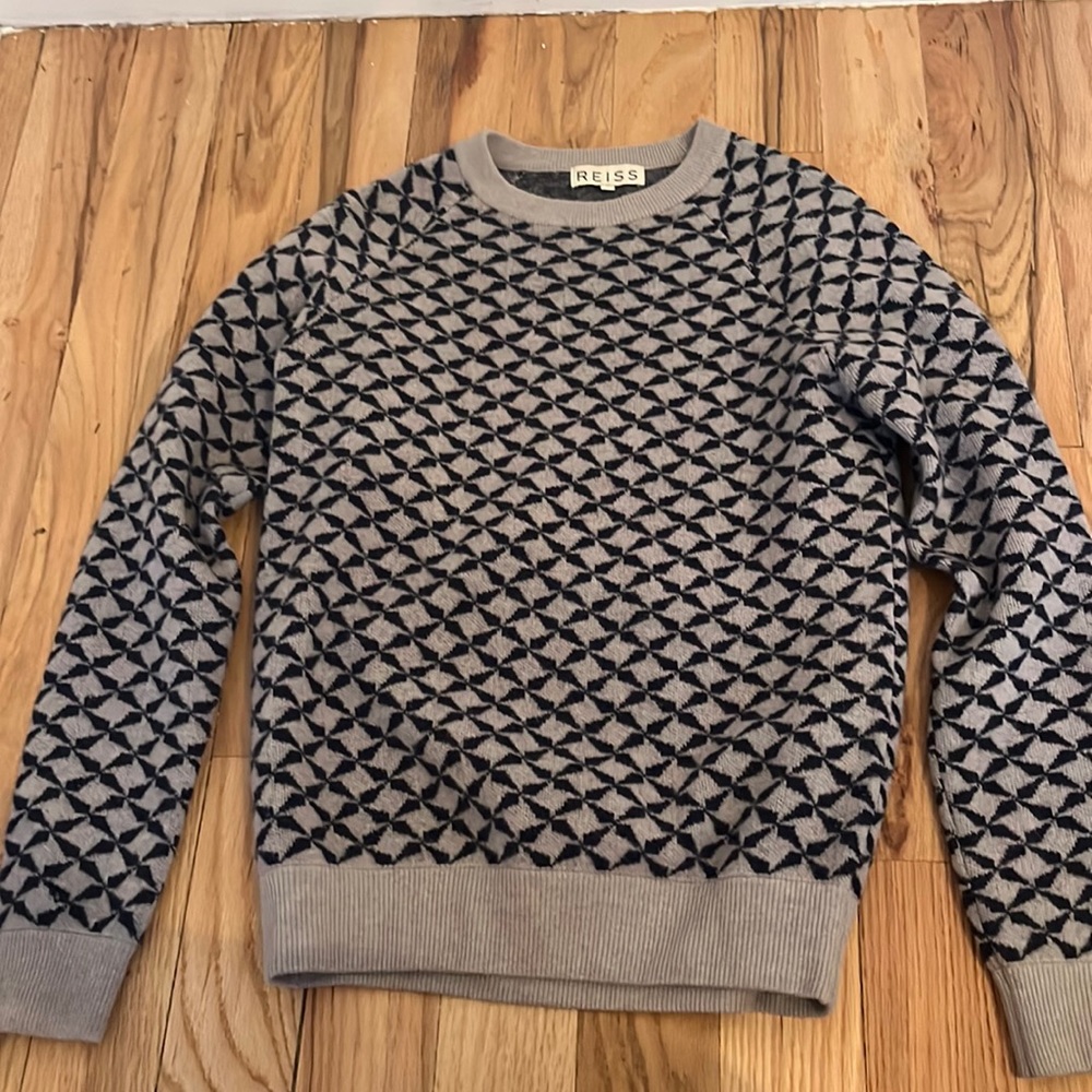 Reiss Jaguar Merino Wool Sweater Jacquard Print
